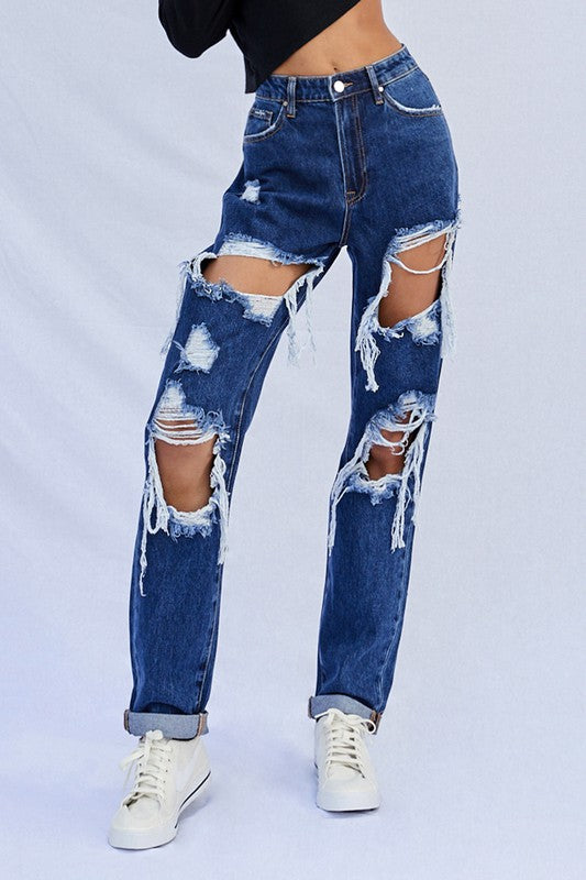 High Waist Ripped Baggy Jeans-SHIPS DIRECTLY TO YOU!