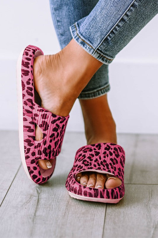 Leopard Print Thick Sole Slip On Slippers-SHIPS DIRECTLY TO YOU!