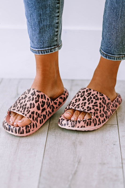 Leopard Print Thick Sole Slip On Slippers-SHIPS DIRECTLY TO YOU!