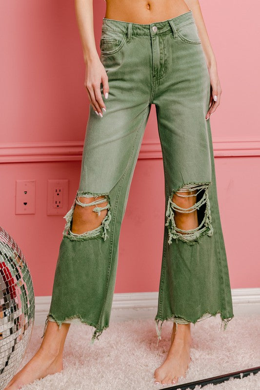 Distressed Vintage Washed Wide Leg Pants-SHIPS DIRECTLY TO YOU!