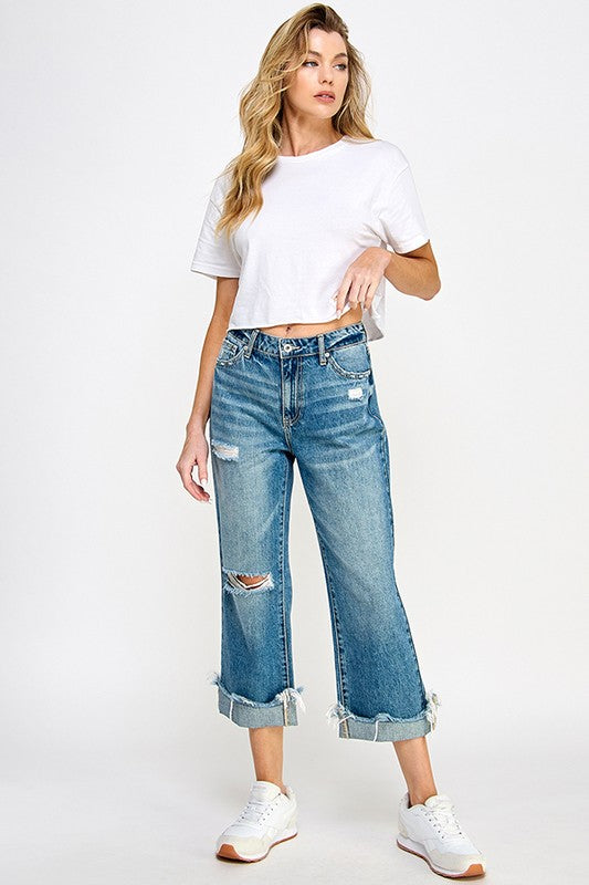 Hallie High Rise Cuffed Jeans-SHIPS DIRECTLY TO YOU!