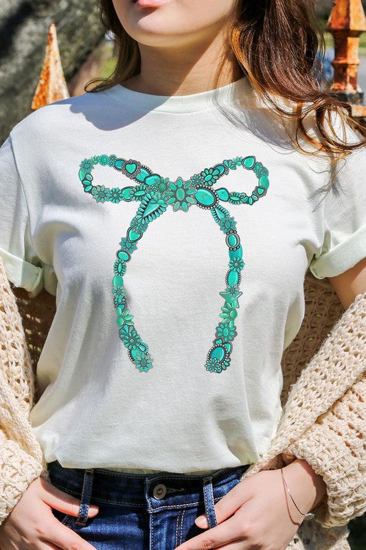 Turquoise Bow Tee-SHIPS DIRECTLY TO YOU!