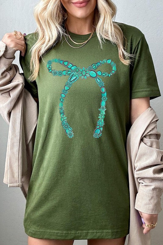 Turquoise Bow Tee-SHIPS DIRECTLY TO YOU!