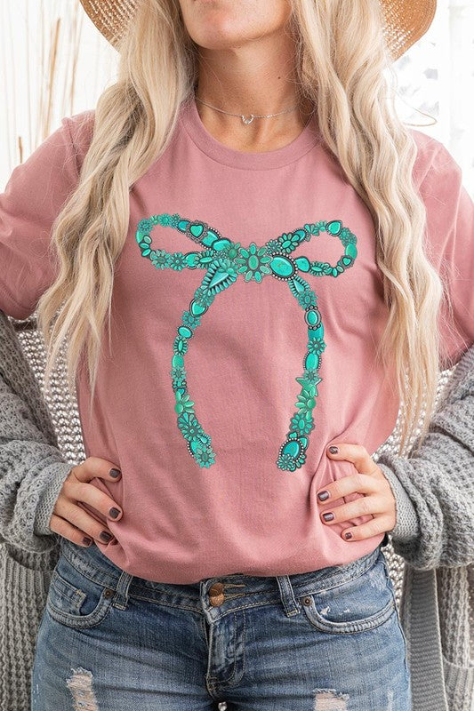 Turquoise Bow Tee-SHIPS DIRECTLY TO YOU!