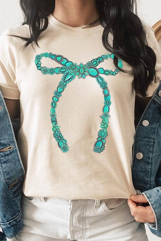 Turquoise Bow Tee-SHIPS DIRECTLY TO YOU!
