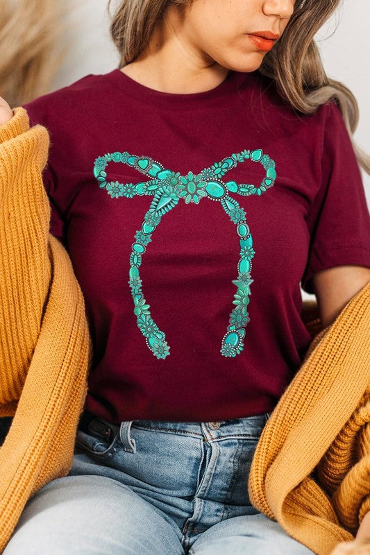 Turquoise Bow Tee-SHIPS DIRECTLY TO YOU!