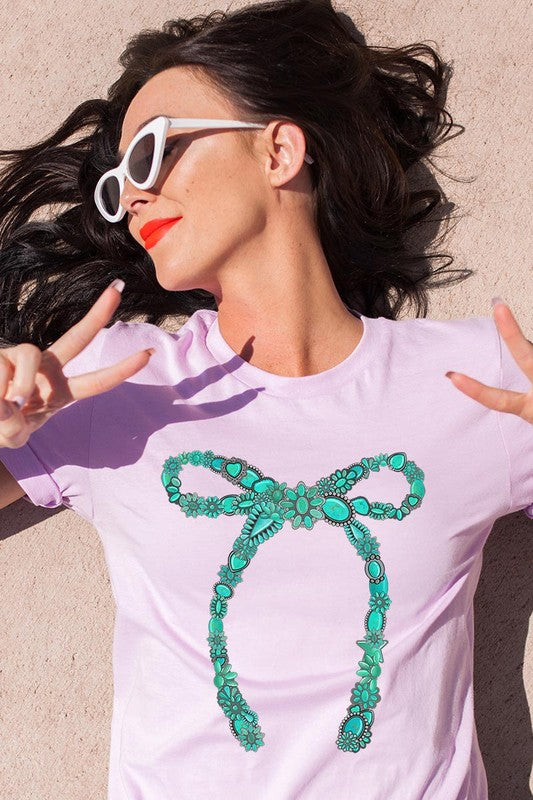 Turquoise Bow Tee-SHIPS DIRECTLY TO YOU!