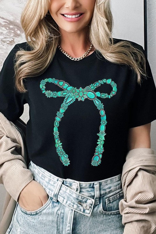 Turquoise Bow Tee-SHIPS DIRECTLY TO YOU!