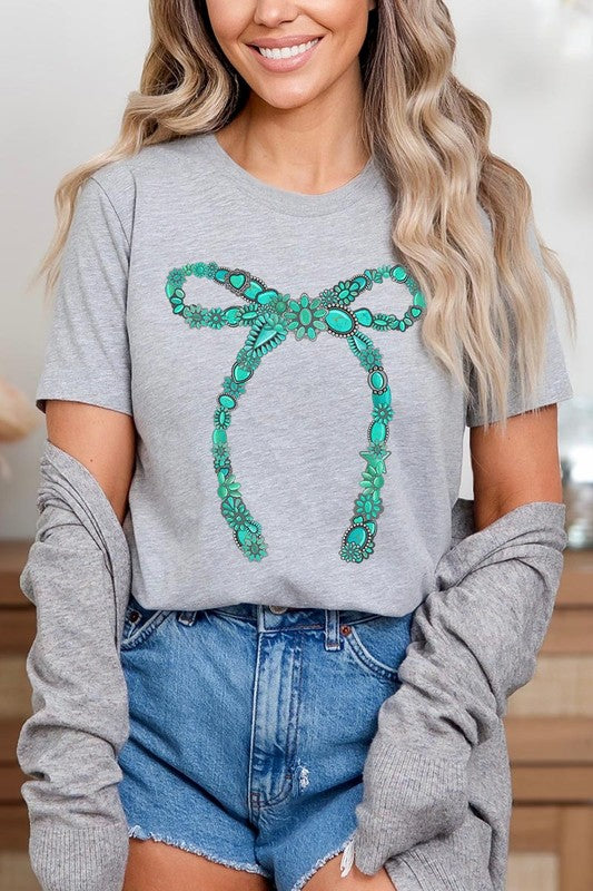 Turquoise Bow Tee-SHIPS DIRECTLY TO YOU!