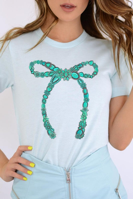 Turquoise Bow Tee-SHIPS DIRECTLY TO YOU!