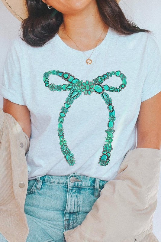 Turquoise Bow Tee-SHIPS DIRECTLY TO YOU!
