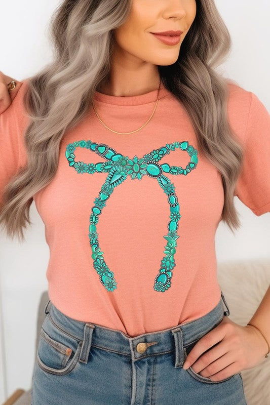Turquoise Bow Tee-SHIPS DIRECTLY TO YOU!