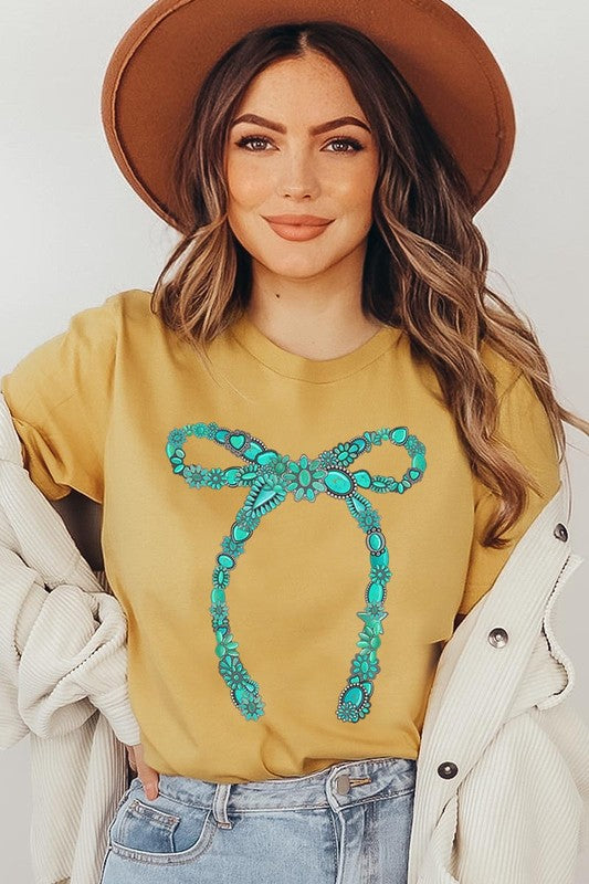 Turquoise Bow Tee-SHIPS DIRECTLY TO YOU!