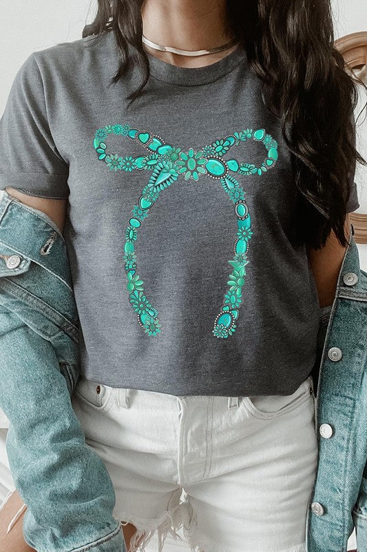 Turquoise Bow Tee-SHIPS DIRECTLY TO YOU!