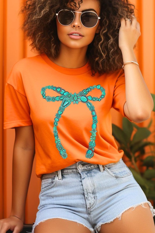 Turquoise Bow Tee-SHIPS DIRECTLY TO YOU!
