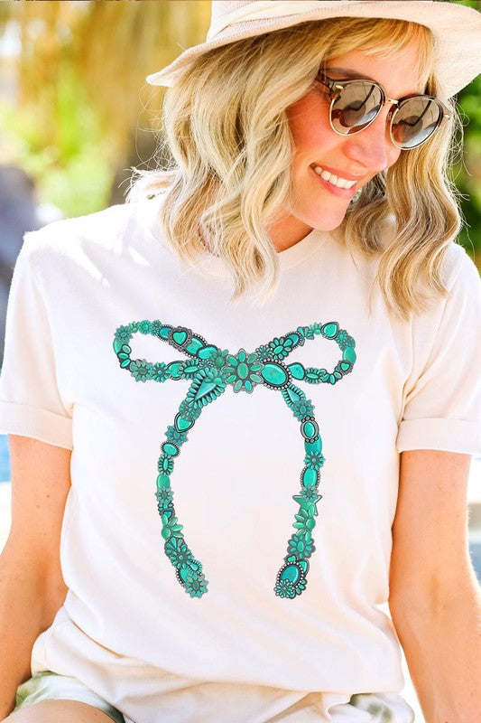 Turquoise Bow Tee-SHIPS DIRECTLY TO YOU!