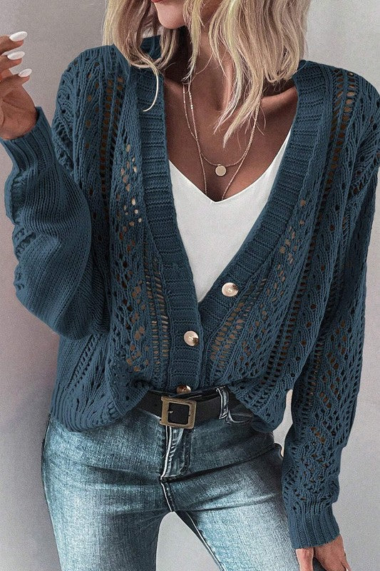 Open Knit Drop Shoulder Cardigan-SHIPS DIRECTLY TO YOU!