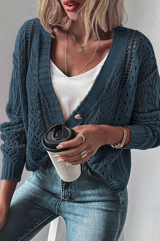 Open Knit Drop Shoulder Cardigan-SHIPS DIRECTLY TO YOU!