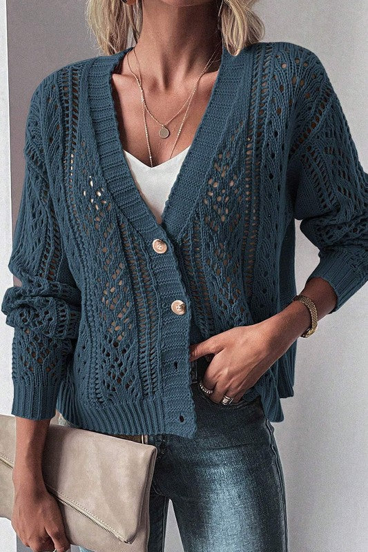 Open Knit Drop Shoulder Cardigan-SHIPS DIRECTLY TO YOU!