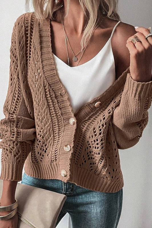 Open Knit Drop Shoulder Cardigan-SHIPS DIRECTLY TO YOU!