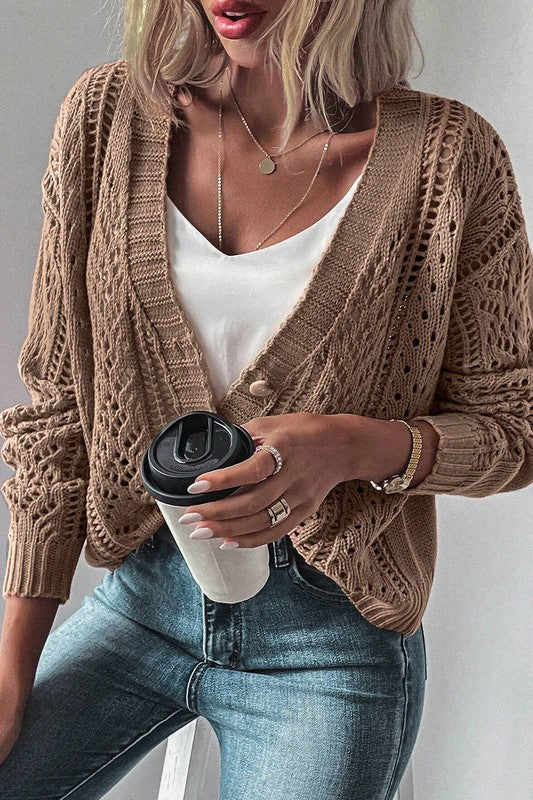Open Knit Drop Shoulder Cardigan-SHIPS DIRECTLY TO YOU!