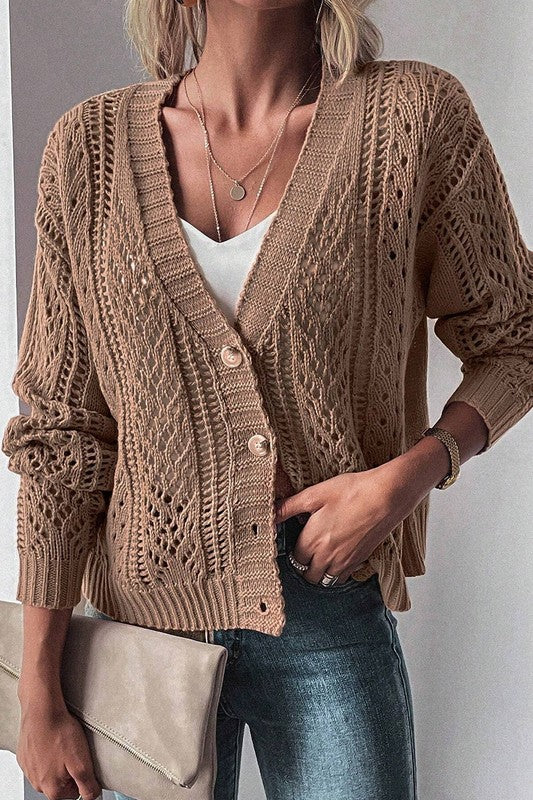 Open Knit Drop Shoulder Cardigan-SHIPS DIRECTLY TO YOU!