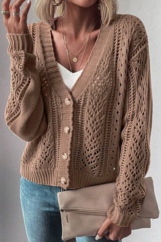 Open Knit Drop Shoulder Cardigan-SHIPS DIRECTLY TO YOU!