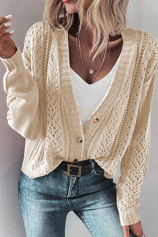 Open Knit Drop Shoulder Cardigan-SHIPS DIRECTLY TO YOU!