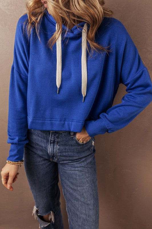 Drop Shoulder Drawstring Cropped Hoodie-SHIPS DIRECTLY TO YOU!