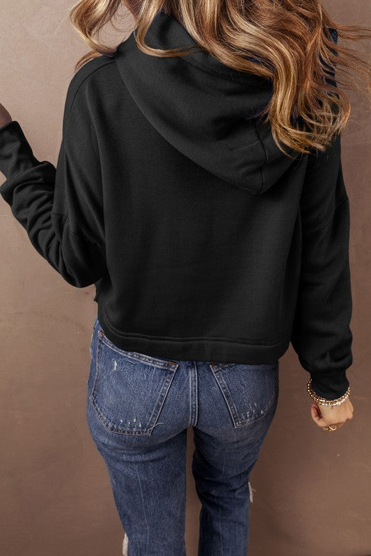 Drop Shoulder Drawstring Cropped Hoodie-SHIPS DIRECTLY TO YOU!