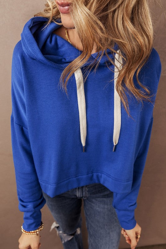 Drop Shoulder Drawstring Cropped Hoodie-SHIPS DIRECTLY TO YOU!