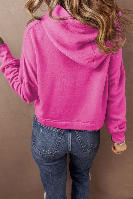 Drop Shoulder Drawstring Cropped Hoodie-SHIPS DIRECTLY TO YOU!
