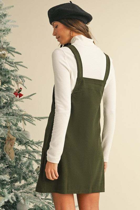 Corduroy Front Pockets Overall Dress-SHIPS DIRECTLY TO YOU!