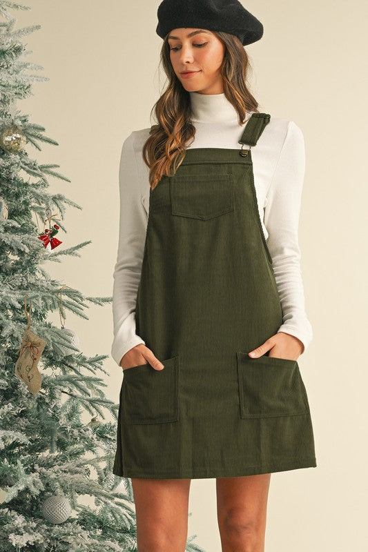 Corduroy Front Pockets Overall Dress-SHIPS DIRECTLY TO YOU!