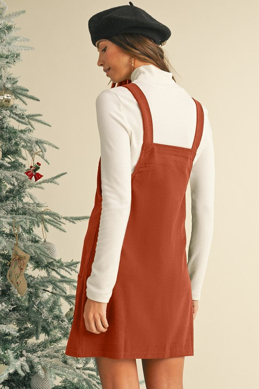 Corduroy Front Pockets Overall Dress-SHIPS DIRECTLY TO YOU!