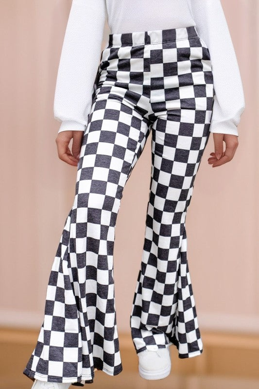 Checkered High Rise Flared Pants-SHIPS DIRECTLY TO YOU!
