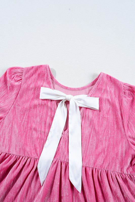 Flounce Sleeve Tiered Ruffled Velvet Mini Dress-SHIPS DIRECTLY TO YOU!