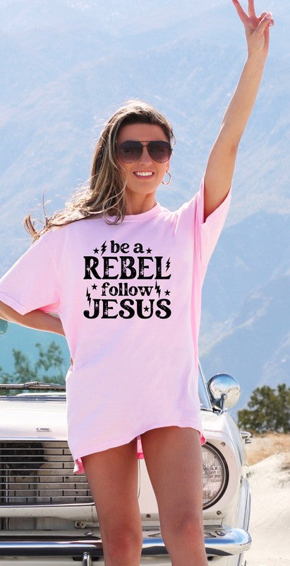 Be a Rebel Follow Jesus Bella Canvas Graphic Tee-SHIPS DIRECTLY TO YOU!