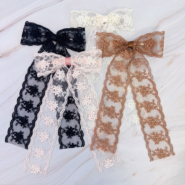 French Lace Sheer Bow Hair Clip-SHIPS DIRECTLY TO YOU!