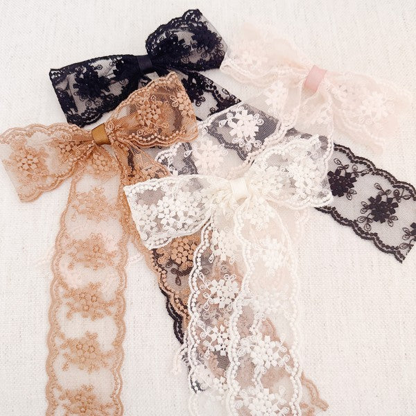 French Lace Sheer Bow Hair Clip-SHIPS DIRECTLY TO YOU!