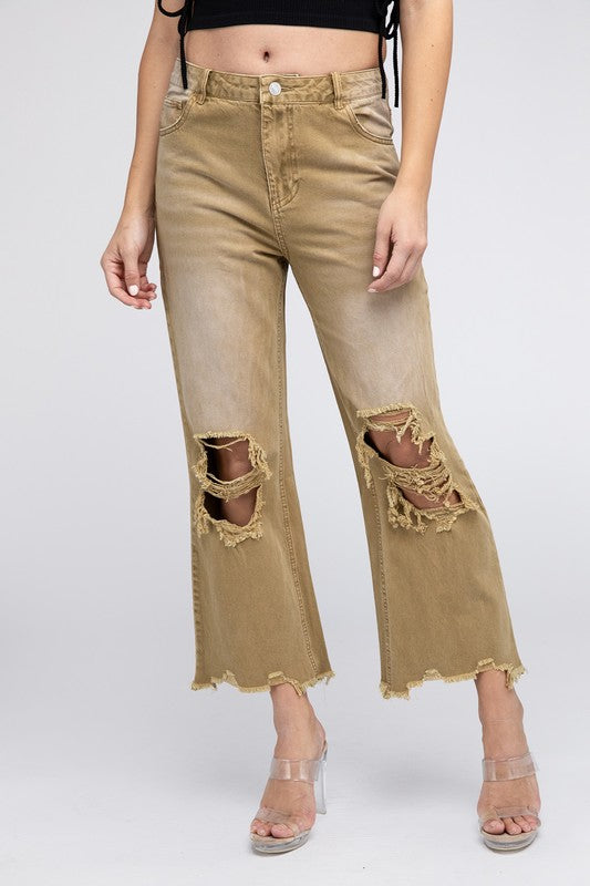 Distressed Vintage Washed Wide Leg Pants-SHIPS DIRECTLY TO YOU!