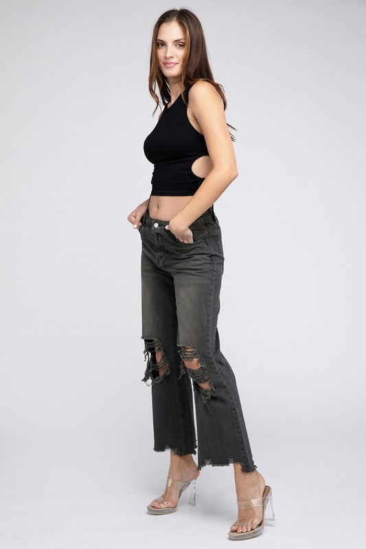 Distressed Vintage Washed Wide Leg Pants-SHIPS DIRECTLY TO YOU!