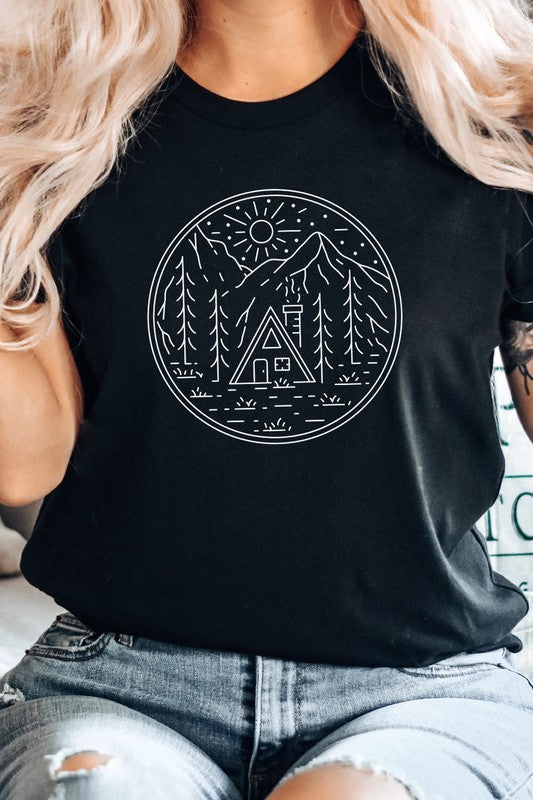Cabin in Forest Graphic Tee-SHIPS DIRECTLY TO YOU!