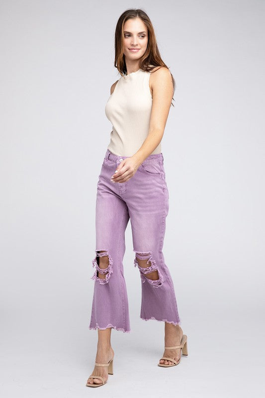 Distressed Vintage Washed Wide Leg Pants-SHIPS DIRECTLY TO YOU!