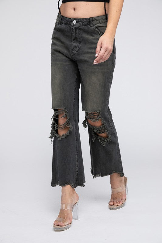 Distressed Vintage Washed Wide Leg Pants-SHIPS DIRECTLY TO YOU!