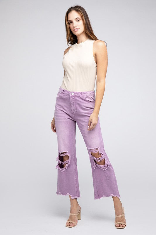 Distressed Vintage Washed Wide Leg Pants-SHIPS DIRECTLY TO YOU!