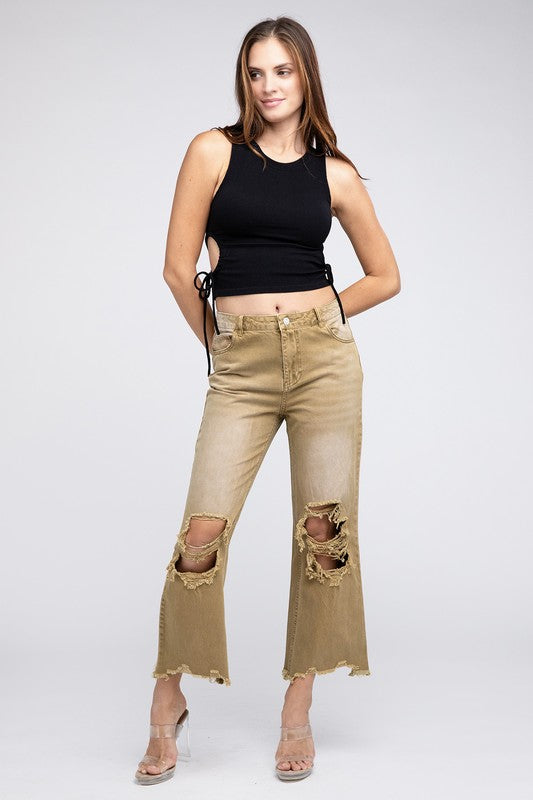 Distressed Vintage Washed Wide Leg Pants-SHIPS DIRECTLY TO YOU!