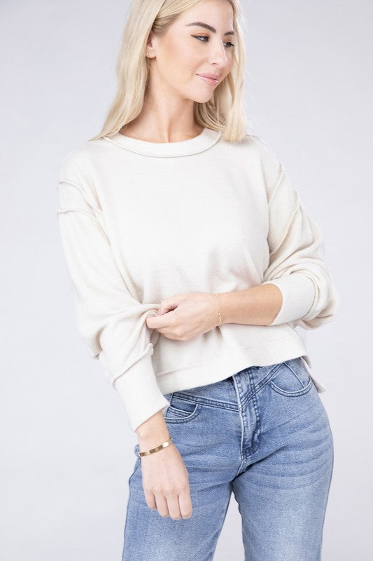 Brushed Melange Hacci Oversized Sweater-SHIPS DIRECTLY TO YOU!