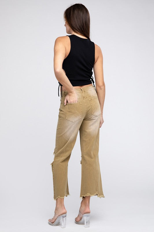 Distressed Vintage Washed Wide Leg Pants-SHIPS DIRECTLY TO YOU!