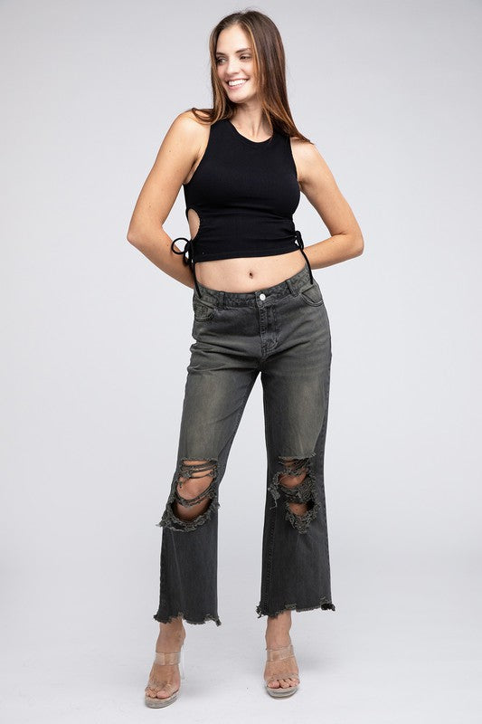 Distressed Vintage Washed Wide Leg Pants-SHIPS DIRECTLY TO YOU!